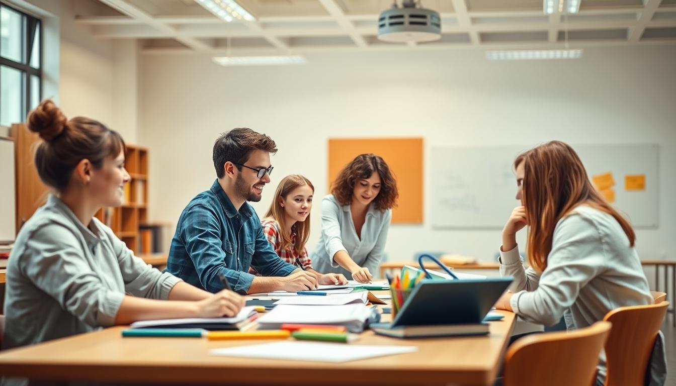 Student using learning strategies while studying